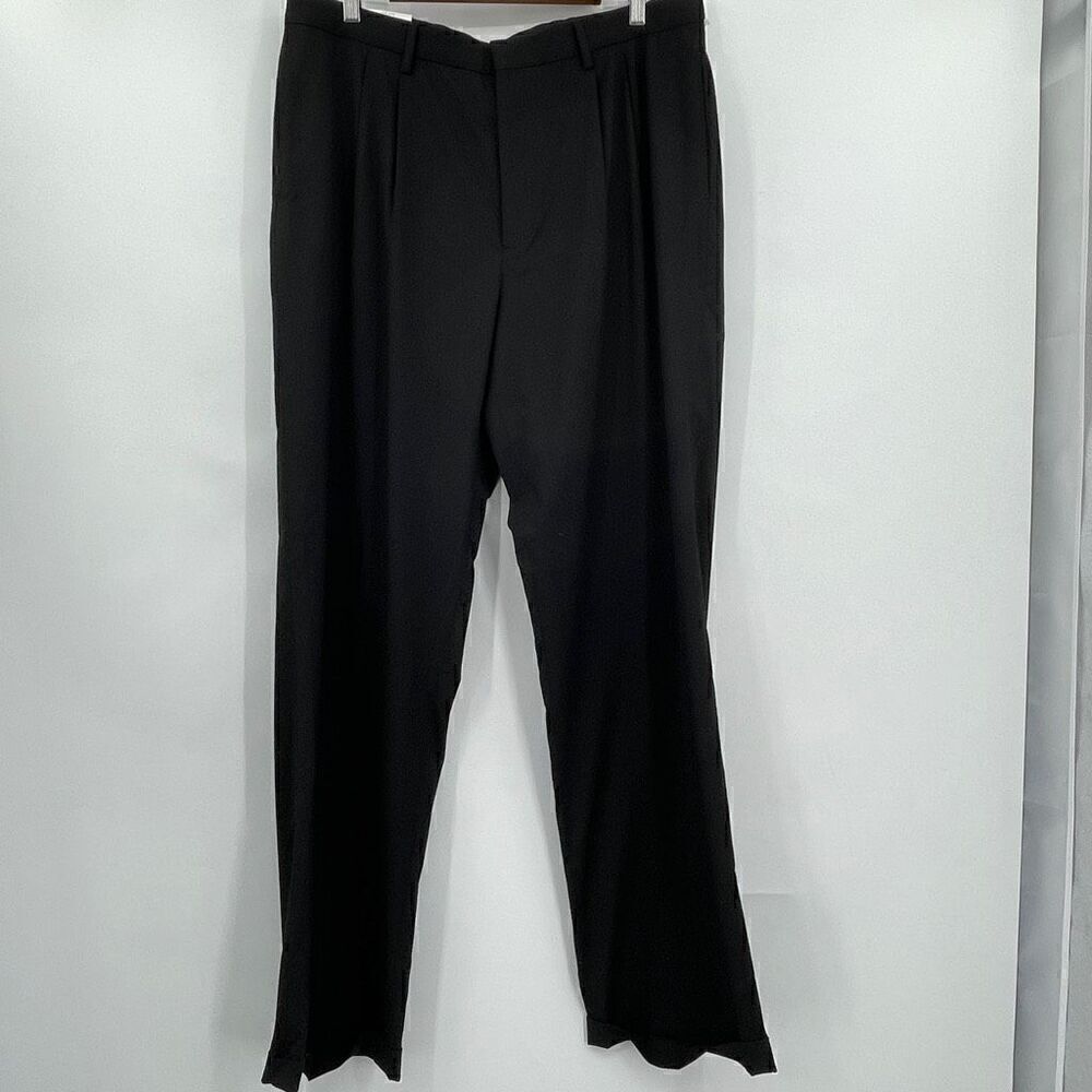 Calvin Klein Black The Hudson Pleated Front Tailored Leg Pants Size 36X34 NWT